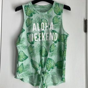 Fifth Sun Tie Waist Palm Leaf Tee M